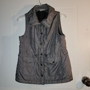 TEEZHER Snap-up Women's Gray Vest Size M 100% Polyester